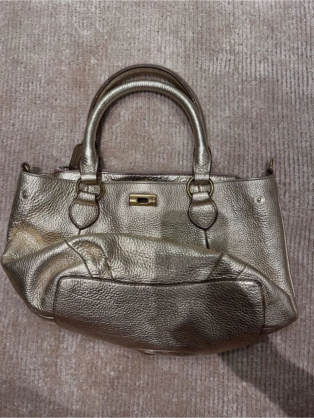 J Crew | 100% Leather Metallic Gold Handbag